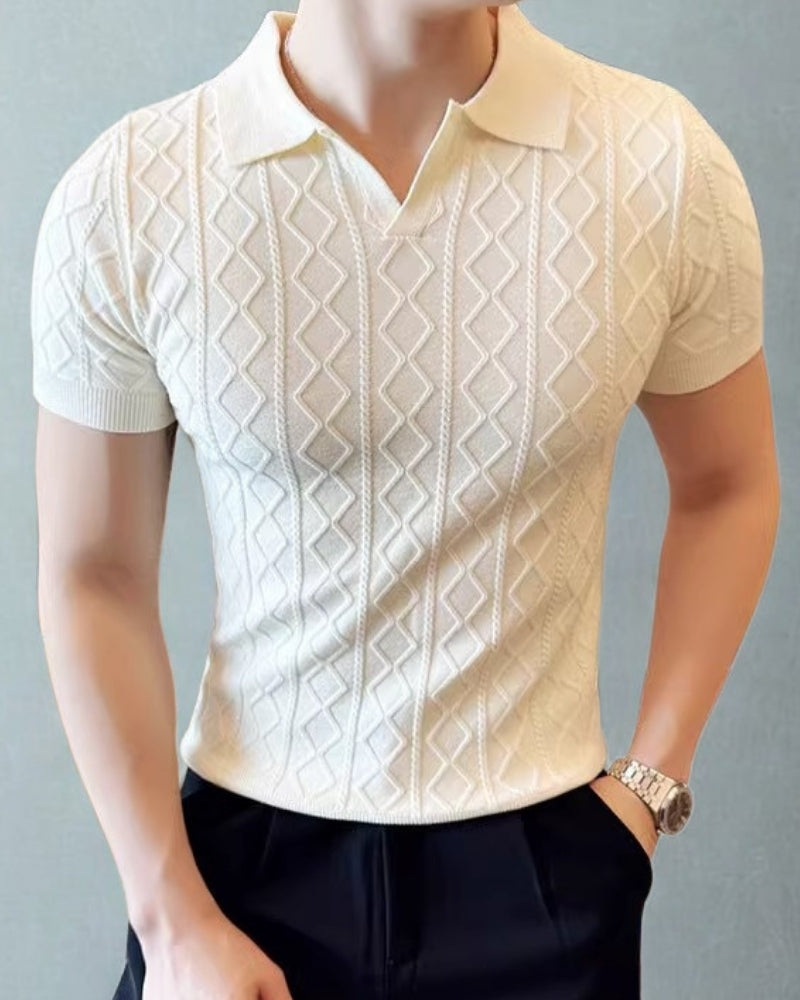 Textured Knit Polo with Signature Style
