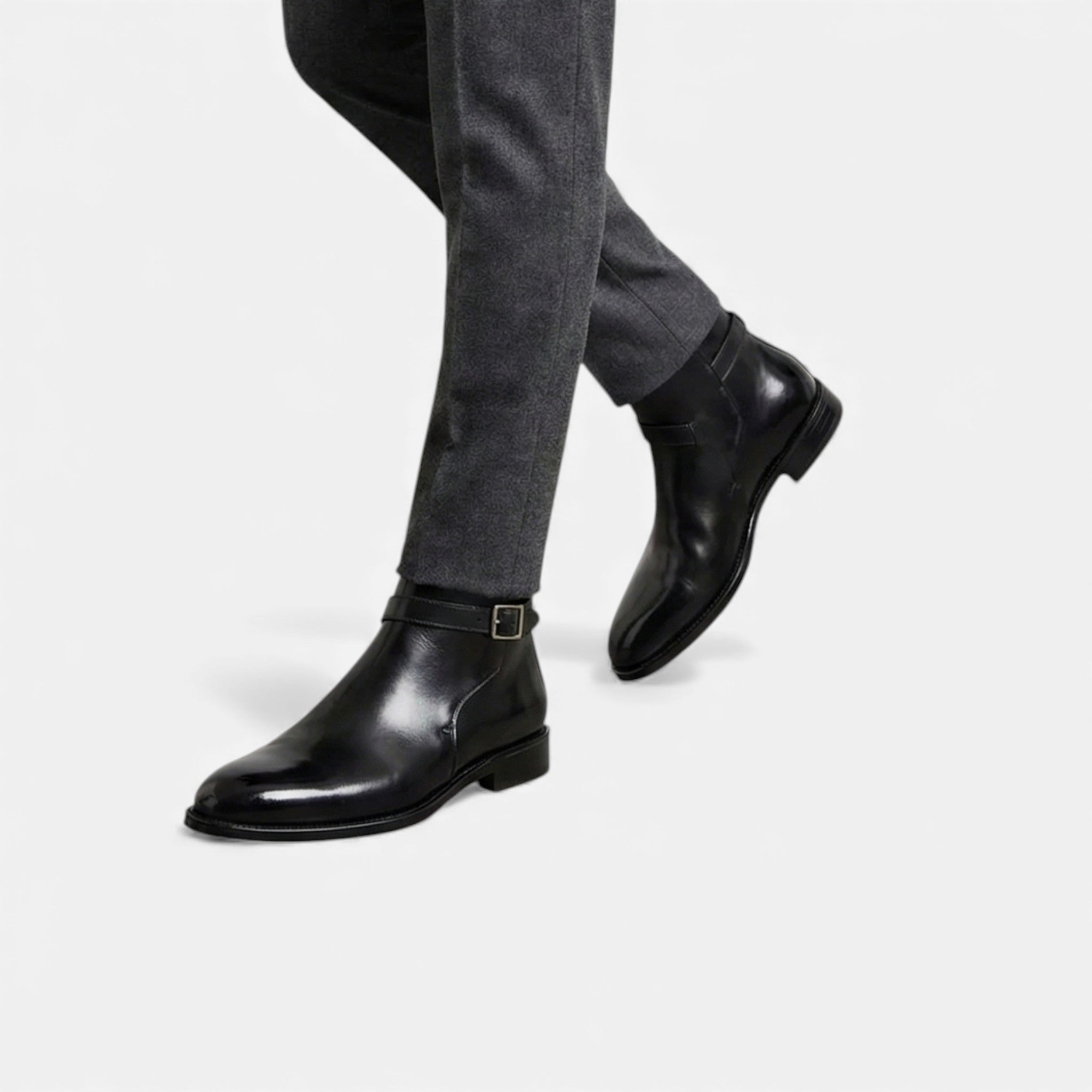 Milvaly | Men’s Leather Jodhpur Boots – Slip-On Black Elegance