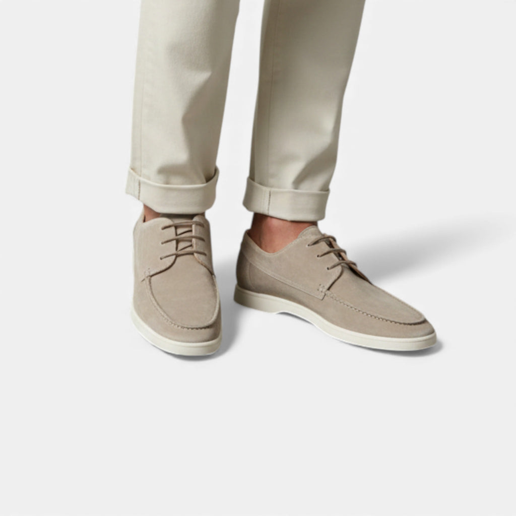 Milvaly | Men’s Textured Leather Loafers – Lace-Up Heritage Style