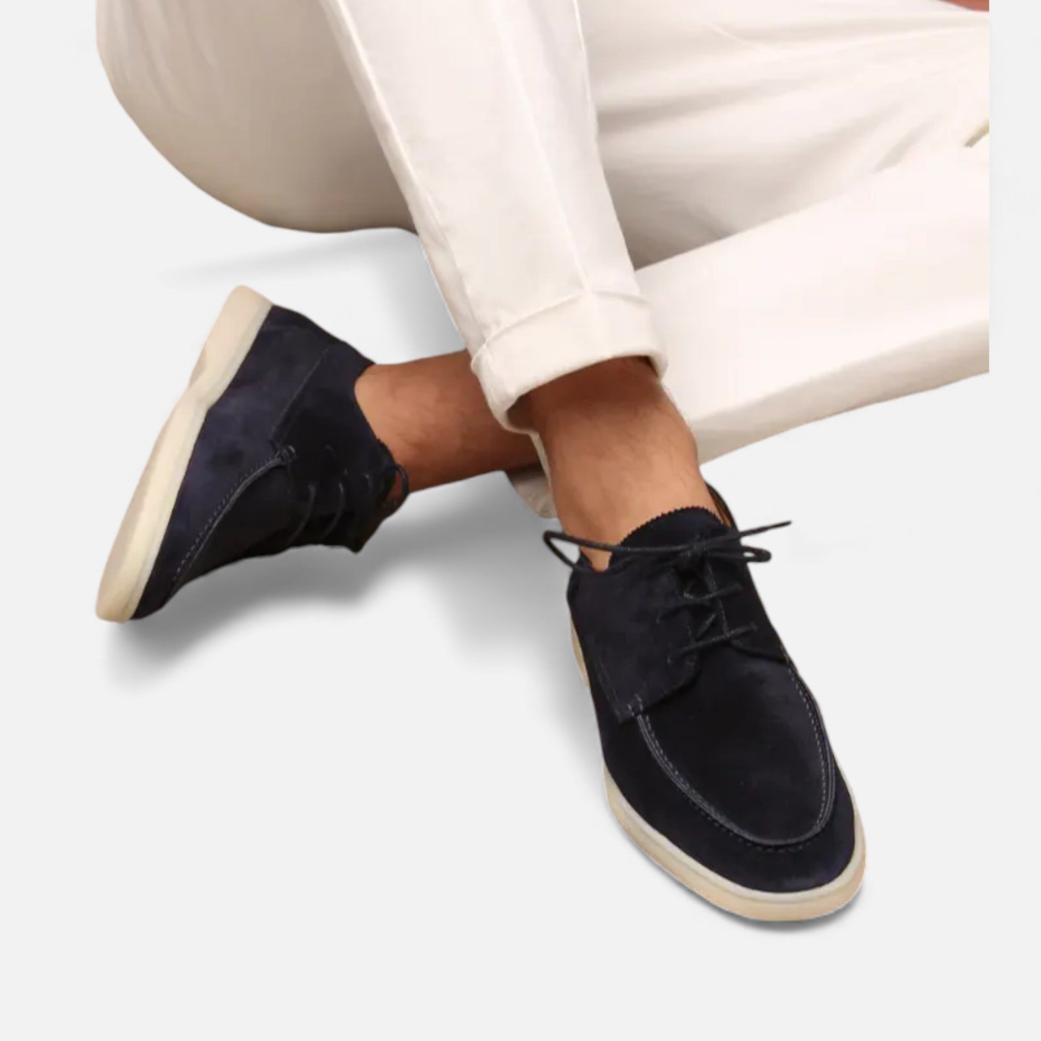 Milvaly | Men’s Textured Leather Loafers – Lace-Up Heritage Style