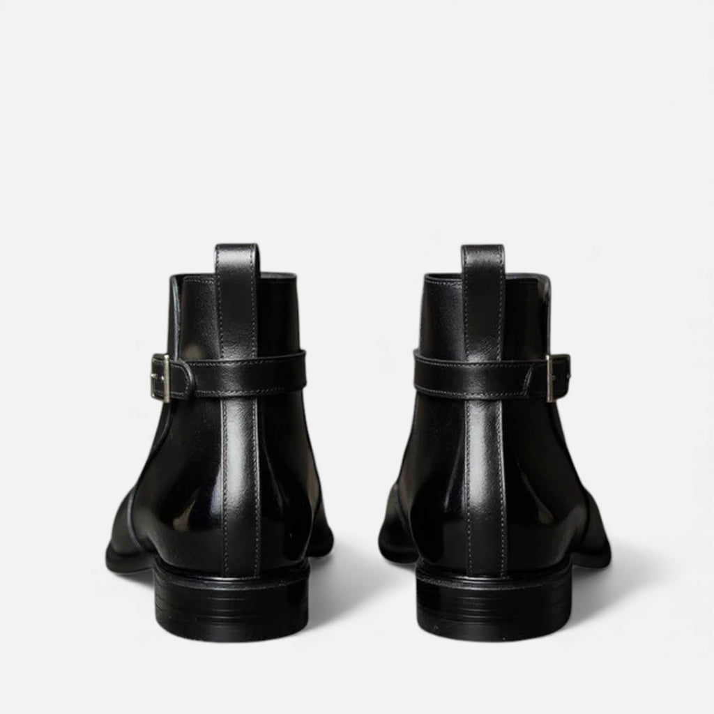 Milvaly | Men’s Leather Jodhpur Boots – Slip-On Black Elegance