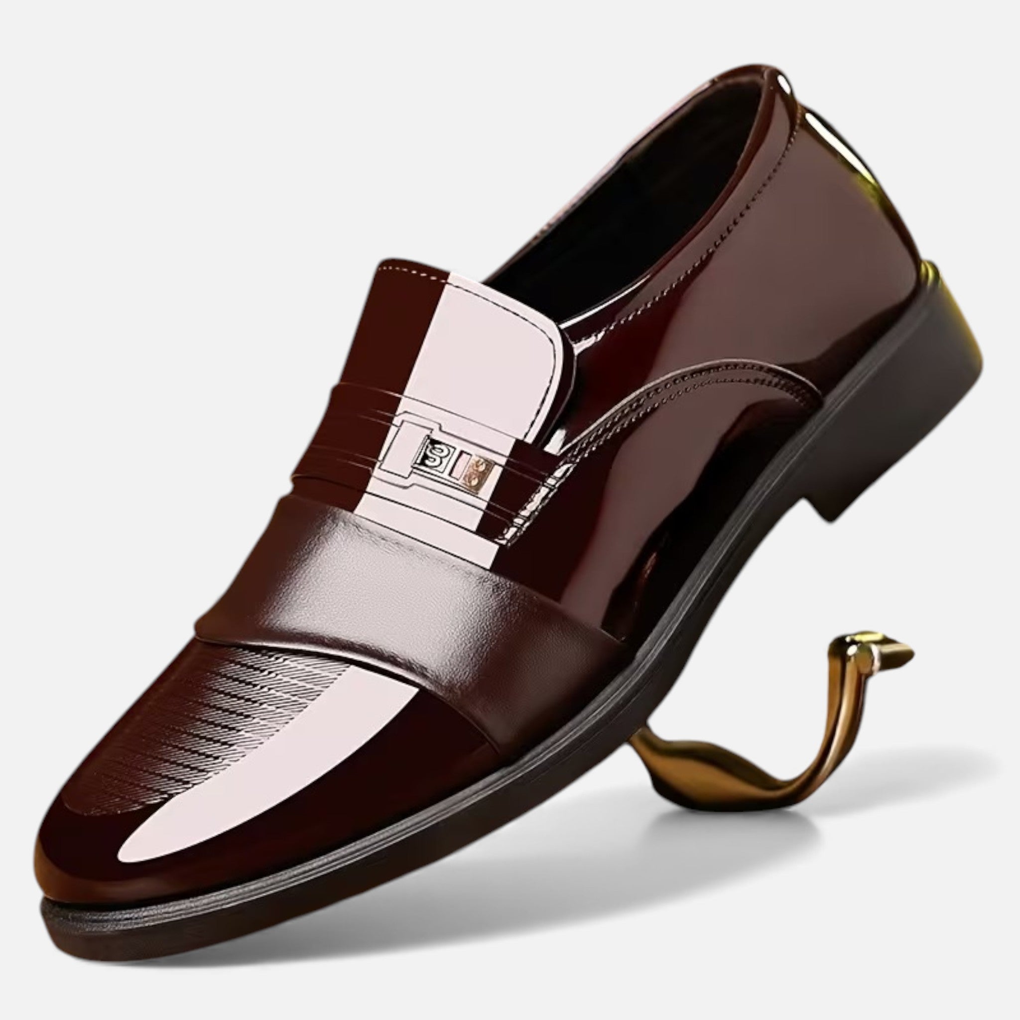 Milvaly | Men’s Slip-On Loafers – Glossy Black Elegance