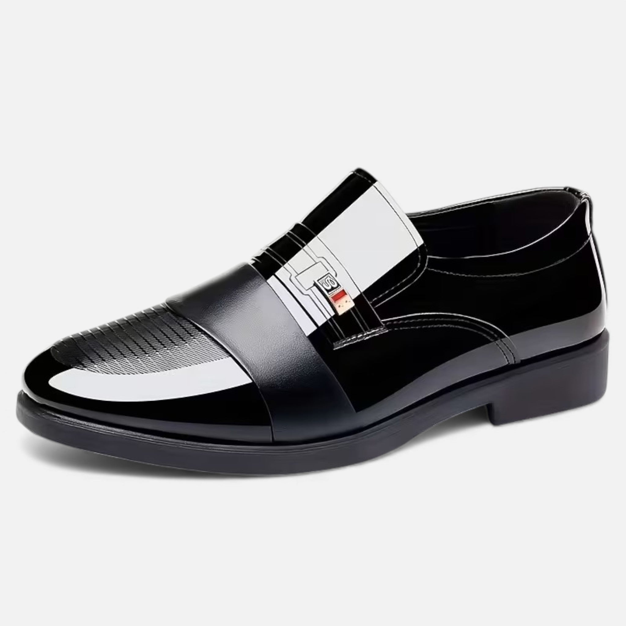 Milvaly | Men’s Slip-On Loafers – Glossy Black Elegance